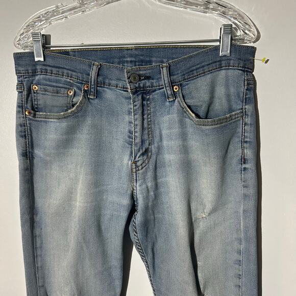 Levi’s 511 Slim Fit Distressed 5 Pocket Washed Blue Denim Jeans Men’s Size 33X30 - Picture 2 of 7